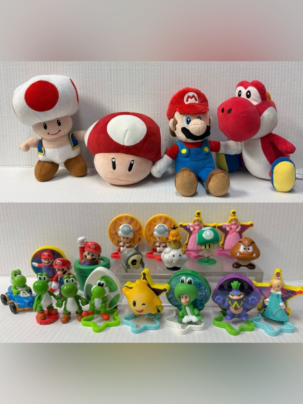 Super Mario Bros Mega Toy Lot - 4 Premium Plushies & Action Figures